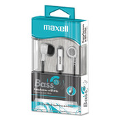 Maxell® B-13 Bass Earbuds with Microphone, 52" Cord, White Item: MAX199725