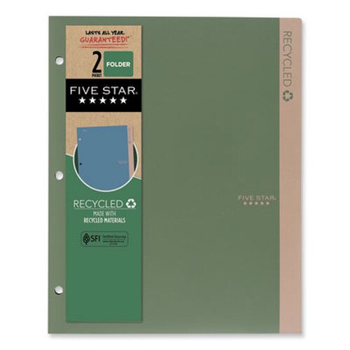Five Star® Recycled Plastic Two-Pocket Folder, 11" x 8.5", Randomly Assorted Item: MEA330027