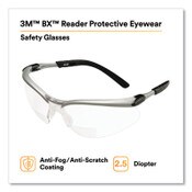 3M™ BX Molded-In Diopter Safety Glasses, 2.5+ Diopter Strength, Silver/Black Frame, Clear Lens Item: MMM1137600000