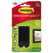 Command™ Picture Hanging Strips, Removable, Holds Up to 3 lbs per Pair, 0.75 x 2.75, Black, 4 Pairs/Pack Item: MMM17201BLKES