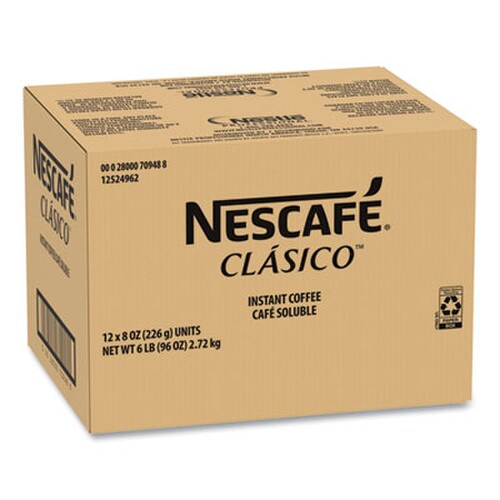 Nescafé® Clasico Dark Roast Instant Coffee, 8 oz, 12/Carton Item: NES70948CT
