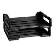 AbilityOne® 7520010944307, SKILCRAFT Plastic Desk Tray, 1 Section, Letter Size Files, 12" x 8.5" x 5", Black, 2/Pack Item: NSN0944307