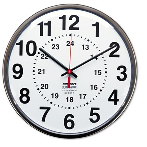 AbilityOne® 6645013428199 SKILCRAFT 12/24 Hour Slimline Quartz Wall Clock, 12.75" Overall Diameter, Black Case, 1 AA (sold separately) Item: NSN3428199