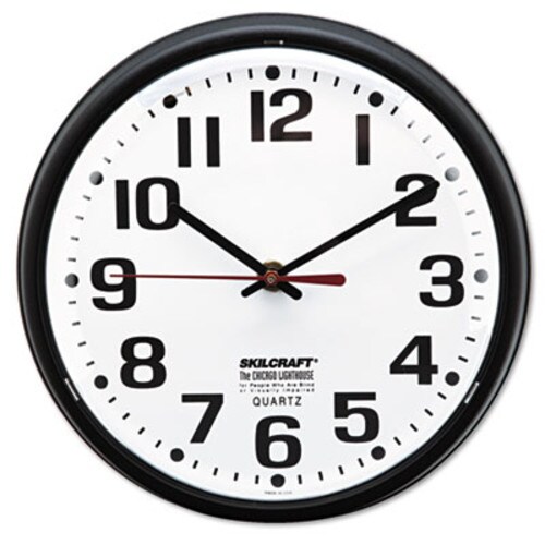 AbilityOne® 6645013897958 SKILCRAFT Slimline Quartz Wall Clock, 9.2" Overall Diameter, Black Case, 1 AA (sold separately) Item: NSN3897958