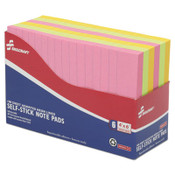 AbilityOne® 7530014181212 SKILCRAFT Self-Stick Note Pads, Note Ruled, 4" x 6", Assorted Neon Colors, 100 Sheets/Pad, 6 Pads/Pack Item: NSN4181212