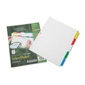 AbilityOne® 7530014344198, SKILCRAFT Avery Index Maker Dividers, 5-Tab, 11 x 8.5, White, Assorted Tabs, 1 Set Item: NSN4344198