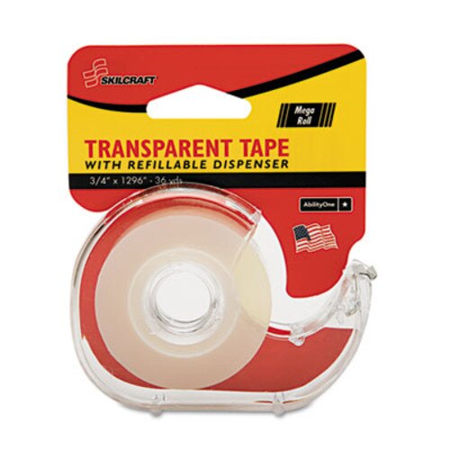 AbilityOne® 7520015167576, SKILCRAFT Tape with Dispenser, 1" Core, 0.75" x 36 yds, Glossy Clear Item: NSN5167576