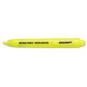 AbilityOne® 7520015548210 SKILCRAFT Retractable Highlighter, Yellow Ink, Chisel Tip, Yellow Barrel, Dozen Item: NSN5548210