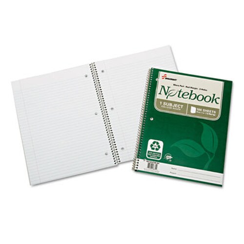 AbilityOne® 7530016002025, SKILCRAFT Recycled Notebook, 1-Subject, Medium/College Rule, Green Cover, (100) 11 x 8.5 Sheets, 3/Pack Item: NSN6002025