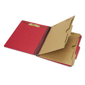 AbilityOne® 7530016006972 SKILCRAFT Pocket Classification Folder, 2" Expansion, 2 Dividers, 6 Fasteners, Letter Size, Dark Red, 10/Box Item: NSN6006972