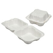 AbilityOne® 7350016646906, SKILCRAFT Clamshell Hinged Lid ToGo Food Containers, 6 x 6 x 3, White, Paper, 400/Box Item: NSN6646906