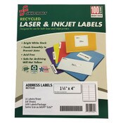 AbilityOne® 7530016736513, SKILCRAFT Recycled Laser and Inkjet Labels, Inkjet/Laser Printers, 1.33 x 4, White, 14/Sheet, 100 Sheets/Box Item: NSN6736513