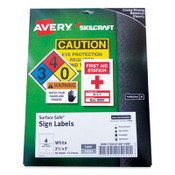 AbilityOne® 7530016875089 SKILCRAFT/AVERY Surface Safe Sign Labels, 3.5 x 5, White, 4/Sheet, 15 Sheets/Box, 12 Boxes/Carton Item: NSN6875089