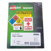 AbilityOne® 7530016878151, SKILCRAFT AVERY Surface Safe Sign Labels, 8 x 8, White, 1/Sheet, 15 Sheets/Box, 12 Boxes/Box Item: NSN6878151