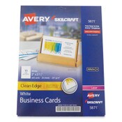 AbilityOne® 7530016878444, SKILCRAFT AVERY Clean Edge Business Cards, Laser, 3.5 x 2, White, 200 Cards, 10 Cards/Sheet, 20 Sheets/Pack Item: NSN6878444