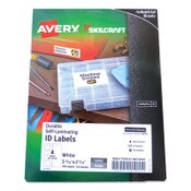 AbilityOne® 7530016878445, SKILCRAFT AVERY Durable Self-Laminating ID Labels, 2.31 x 3.31, White, 4/Sheets, 25 Sheets/Pack Item: NSN6878445