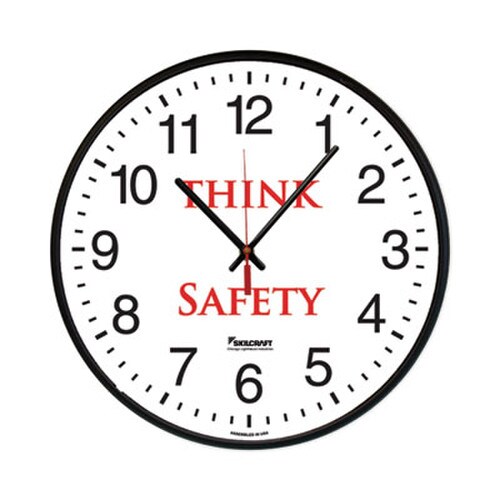 AbilityOne® 6645016986558 SKILCRAFT Safety Message Quartz Wall Clock, Think Safety, 12.75" Overall Diameter, 1 AA (sold separately) Item: NSN6986558