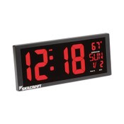 AbilityOne® 6645016988079 SKILCRAFT LED Self-set Digital Clock, 14.4" x 5.9", Black Case, AC Powered, 2 AA (sold separately) Item: NSN6988079