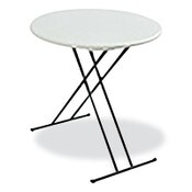 AbilityOne® 7110017026955, SKILCRAFT Personal Adjustable Height Folding Table, 24" Diameter x 25h to 30h, Platinum Gray Item: NSN7026955