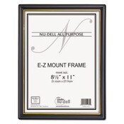 NuDell™ EZ Mount Document Frame with Trim Accent and Plastic Face, Plastic, 8.5 x 11 Insert, Black/Gold, 18/Carton Item: NUD11818