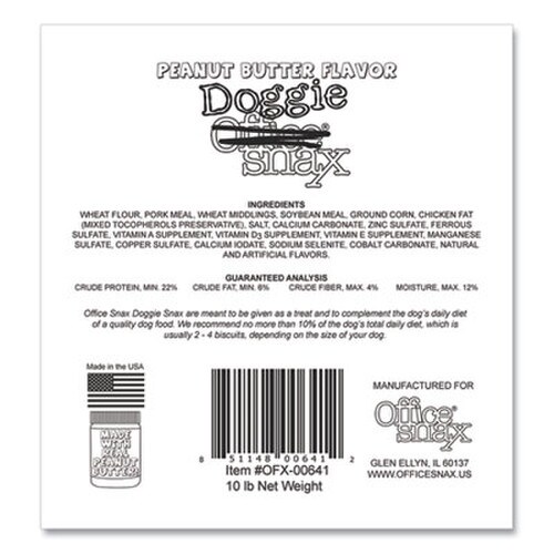 Office Snax® Doggie Biscuits, Peanut Butter, 10 lb Box Item: OFX00641