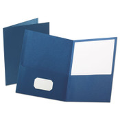 Oxford™ Leatherette Two Pocket Portfolio, 8.5 x 11, Blue/Blue, 10/Pack Item: OXF57572