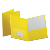 Oxford™ Leatherette Two Pocket Portfolio, 8.5 x 11, Yellow/Yellow, 10/Pack Item: OXF57579EE