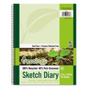 Pacon® Ecology Sketch Diary, 60 lb Text Paper Stock, Green Cover, (70) 11 x 8.5 Sheets Item: PAC4798