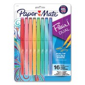 Paper Mate® Flair Duo Felt Tip Porous Point Pen, Stick, Medium 0.7 mm, Assorted Ink and Barrel Colors, 16/Pack Item: PAP2181607