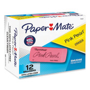 Paper Mate® Pink Pearl Eraser, For Pencil Marks, Rectangular Block, Large, Pink, 12/Box Item: PAP70521
