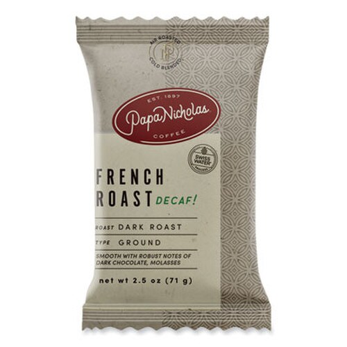 PapaNicholas® Coffee Premium Coffee, Decaffeinated French Roast, 18/Carton Item: PCO25186