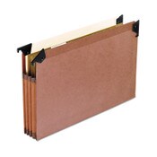 Pendaflex® Premium Expanding Hanging File Pockets with Swing Hooks and Dividers, 3 Dividers with 1/5-Cut Tabs, Legal Size, Brown, 5/Box Item: PFX45423