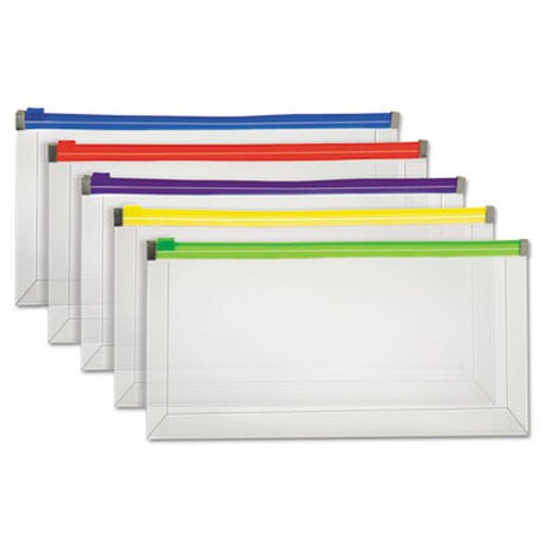Pendaflex® Poly Zip Check Envelope, Zipper Closure, 10.13 x 5.13, Assorted Colors, 5/Pack Item: PFX85293