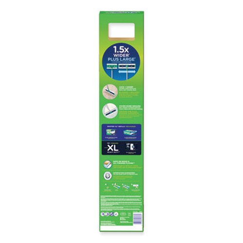 Swiffer® Sweeper Mop, 16.5 x 9 White Cloth Head, 46" Green/Silver Aluminum/Plastic Handle Item: PGC01096