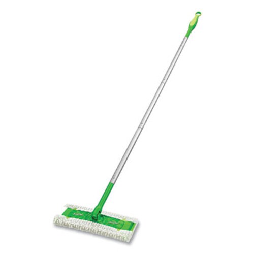 Swiffer® Sweeper Mop, 10 x 4.8 White Cloth Head, 46" Green/Silver Aluminum/Plastic Handle, 3/Carton Item: PGC09060CT