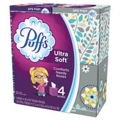 Puffs® Ultra Soft Facial Tissue, 2-Ply, White, 56 Sheets/Box, 4 Boxes/Pack, 6 Packs/Carton Item: PGC35295