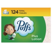 Puffs® Plus Lotion Facial Tissue, 2-Ply, White, 124 Sheets/Box, 24 Boxes/Carton Item: PGC39346