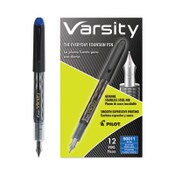 Pilot® Varsity Fountain Pen, Medium 1 mm, Blue Ink, Clear/Black/Blue Barrel Item: PIL90011