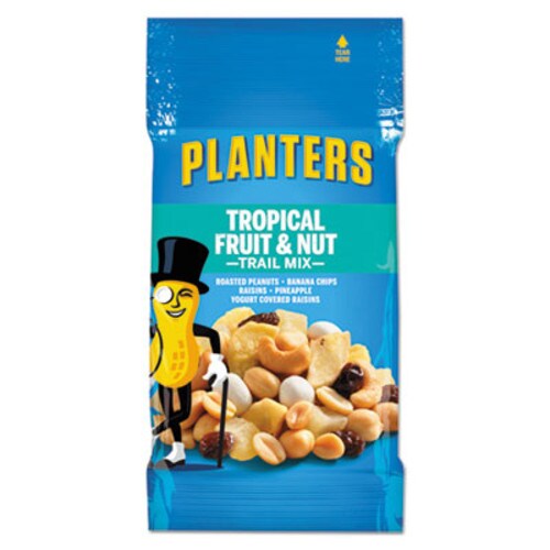 Planters® Trail Mix, Tropical Fruit and Nut, 2 oz Bag, 72/Carton Item: PTN00026