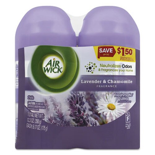Air Wick® Freshmatic Ultra Spray Refill, Lavender/Chamomile, 5.89 oz Aerosol Spray, 2/Pack, 3 Packs/Carton Item: RAC85595