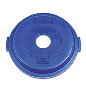 Rubbermaid® Commercial Bottle/Can Recycling Top for BRUTE 32 gal Containers, Round Openings, 9.8w x 22.9d x 22.3h, Blue Item: RCP1788376