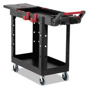 Rubbermaid® Commercial Heavy Duty Adaptable Utility Cart, Plastic, 2 Shelves, 500 lb Capacity, 17.8" x 46.2" x 36", Black Item: RCP1997206