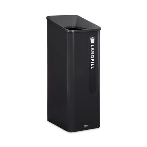 Rubbermaid® Commercial Sustain Decorative Refuse with Recycling Lid, 15 gal, Metal/Plastic, Black Item: RCP2078967