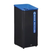 Rubbermaid® Commercial Sustain Decorative Refuse with Recycling Lid, 23 gal, Metal/Plastic, Black/Blue Item: RCP2078980