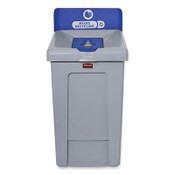 Rubbermaid® Commercial Slim Jim Recycling Station 1-Stream, Mixed Recycling Station, 33 gal, Resin, Gray Item: RCP2171557