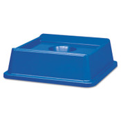 Rubbermaid® Commercial Untouchable Bottle and Can Recycling Top, Round Opening, 20.13w x 20.13d x 6.25h, Blue Item: RCP2791BLU