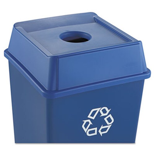 Rubbermaid® Commercial Untouchable Bottle and Can Recycling Top, Round Opening, 20.13w x 20.13d x 6.25h, Blue Item: RCP2791BLU