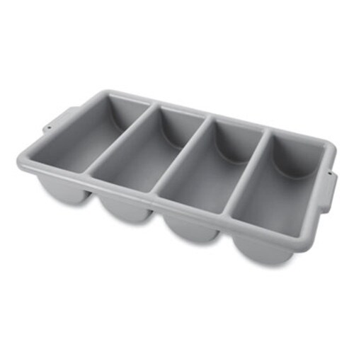 Rubbermaid® Commercial Cutlery Bin, 4 Compartments, Plastic, 11.5 x 21.25 x 3.75, Plastic, Gray Item: RCP3362GRA