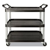 Rubbermaid® Commercial Three-Shelf Service Cart, Plastic, 3 Shelves, 200 lb Capacity, 18.63" x 33.63" x 37.75", Black Item: RCP342488BLA