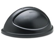 Rubbermaid® Commercial Untouchable Plastic Half-Round Lid, 21.38w x 12.38d x 9.13h, Black Item: RCP362000BK